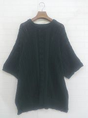 ◇ EMMA CLOTHES 엠마 클로즈 오버 사이즈 워터 마크 뜨개질 반소매 니트 스웨터 사이즈 M 블랙 여성 P [중고] [1211160006989]