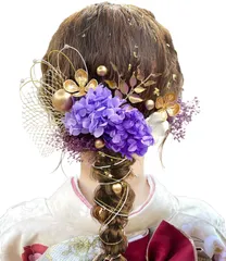 【9色展開】 髪飾り 成人式 卒業式 振袖 和装 着物 袴 浴衣に 七五三 ドライフラワー [JZOON] 金箔 和玉 組紐 水引き かすみ草 網型飾り 専用ケース付き A1101