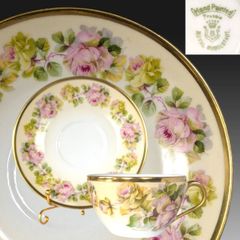 オールドノリタケ アールヌーボー様式 高級金盛上薔薇図紋