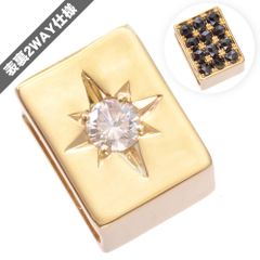ペンダントトップ メンズ K18 18金 イエローゴールド ダイヤモンド ブラックダイヤモンド リバーシブル メンズ ネックレスヘッド 喜平用 ビーズ キューブ型 日本製 刻印入り 鑑別書付き