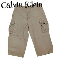 【CALVIN KLEIN】 カルバンクライン カーゴパンツ　ハーフパンツ　34　ベージュ