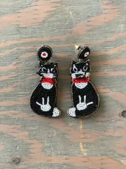 ビーズピアスUSAインポート / Beads Pierce Black Cat 黒猫Aのサムネイル
