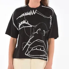 DISEL BLACKGOLD ディーゼルブラックゴールド デザインTシャツ 個性的 モード 半袖Tシャツ 黒 ブラック XXSサイズ レディース 夏 ゴーゴー古着マルイ北千住店草400