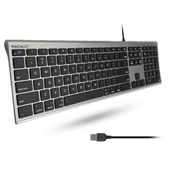 新品 MACALLY mac キーボード US配列 有線 オールアルミフレーム スリム 静音性 シザー式キー テンキー付き 在宅勤務 テレワーク iMac Pro iMac MacBook Pro MacBook Air対応 MacとWindowsPC 対応