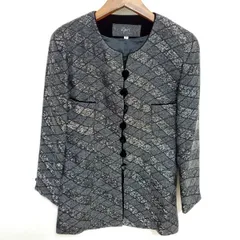 銀座マギー　ノーカラージャケット　フラワープリント　M 総柄　シルク　絹 銀座マギー ノーカラージャケット フラワープリント M 総柄