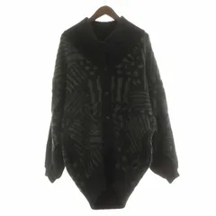 イッセイミヤケ ISSEY MIYAKE 80S 筆タグ カーディガン ニット 長袖 総柄 M 黒 ブラック /RY37のサムネイル