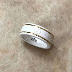 美品 グッチ リング 指輪 セラミック K18 ホワイト セラミック アイコン 楽天市場】【ジュエリー】GUCCI グッチ アイコンリング GGリング