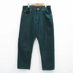 W36古着 ラングラー ジーンズ メンズ コットン 濃緑 グリーン デニム 25sep06 中古 ボトムス ジーパン Gパン ロング パンツ