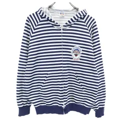 CAPTAIN SANTA キャプテンサンタ ボーダー柄 長袖 スウェット ジップパーカー M ホワイト レディース 古着