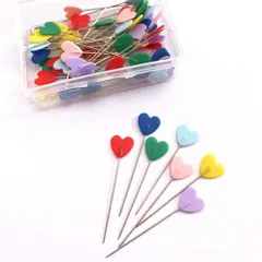 【数量限定】可愛い 待ち針 縫製ピン 100本セット ケース付き 和裁 まち針 洋裁 縫製道具 Kingsie 手芸用品 (ハート)