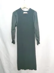 ◇ ⊇ nano universe リブニット 切り替えデザイン 長袖 ロング丈 ワンピース サイズF ブラック レディース E  【1412090029417】