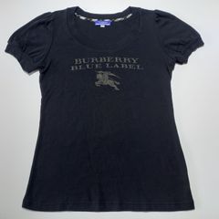 バーバリー ブルーレーベル Ｔシャツ ホースロゴ 黒 38サイズ ブラック Burberry