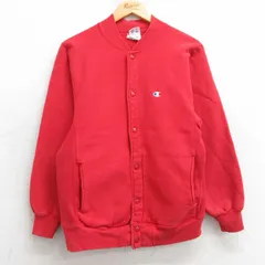 S/古着 長袖 チャンピオン Champion リバースウィーブ フルスナップ カーディガン メンズ 80s ワンポイントロゴ 赤 レッド spe 25feb17 中