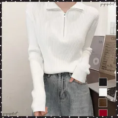 ニットトップス ハーフジップ 春秋冬 レディーストップス ハイネック 長袖 ZIPニットセーター お洒落 ニットウェア 通勤通学 リブニット 韓国ファッション ニットプルオーバー ニットソー 伸縮性 きれいめカジュアル