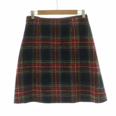 マッキントッシュフィロソフィー MACKINTOSH PHILOSOPHY フレアスカート ひざ丈 ハリスツイード チェック 38 M 赤 レッド 紺 ネイビー /NQ