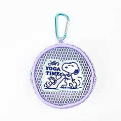 スヌーピー ラウンドメッシュケース YOGA TIME ポーチ 小物入れ パープル SNOOPY
