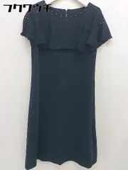 ◇ Feroux フェルゥ レース パール フレンチスリーブ 膝丈 ワンピース サイズ2 ネイビー レディース  【1110120007144】