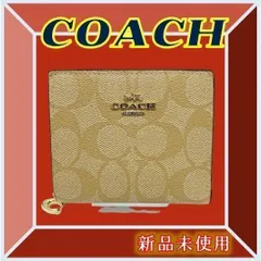 ☘️コンパクトライトカーキ ピンクコンパクトCOACH 二つ折り財布