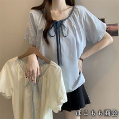 【美品・未使用新品】半袖です☆Vネック・カラーブロック・シャツ・トップ