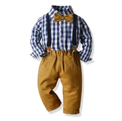 男の子 フォーマル 80 90 100 110 入園 入学 結婚式 長袖シャツ 長ズボン サスペンダー 春服