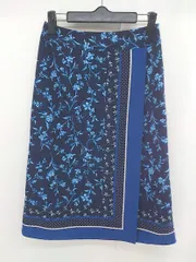 ◇ NATURAL BEAUTY BASIC ナチュラルビューティーベーシック 花柄 膝下丈 台形 スカート サイズS ネイビー系 レディース  【中古】 【1203280006895】