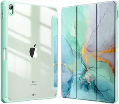 【数量限定】ワイヤレス充電対応 三つ折スタンド 収納可能 Pencil Apple スリープ機能 透明バックカバー インチ 軽量 10.9 2022/2020 薄型 ケース ケース 傷つけ防止 5/4 Air PU合成レザー Air / TPU（柄 第6世代)