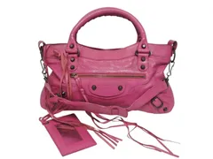 BALENCIAGA バレンシアガ ザシティ ショルダーバッグ ハンドバッグ 2way 115748  シープスキン ピンク 美品 中古 4b005603