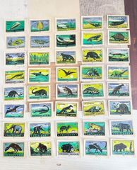 265・【再入荷！一点】マッチラベル　恐竜・生物　４０柄　1890～1960年頃　古代　レア　アンティーク　ラベルシート 切手趣味週間　コレクション