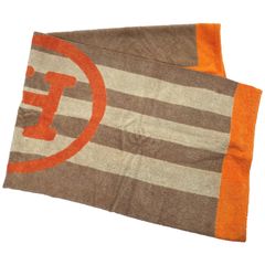 再値下げ！ボックス付！HERMES バスタオル ベージュ/ホワイト