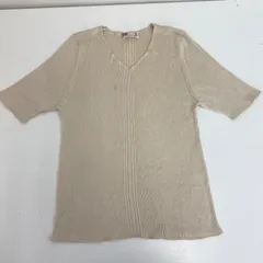 DAKS ダックス　トップス　半袖　Tシャツ  Vネック　サイズＦ　ベージュ系　無地　シンプル