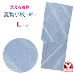 洗える着物 絽 駒絽 小紋 夏物 着物 夏きもの レディース Lサイズ「水色系、秋空のトンボ」OLL-2526