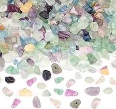 OLYCRAFT 2ストランド 天然石ビーズ 穴ある 蛍石ビーズ 丸い ルーズジェムストーンビーズ( 天然蛍石ビーズ)