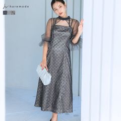 ドレス 結婚式 レース ワンピース オケージョンドレス パーティードレス ミモレ丈 フォーマル 20代 30代 レディース haremode 324246