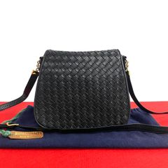 極 美品 袋付き BOTTEGA VENETA ボッテガヴェネタ イントレチャート レザー 本革 ミニ ショルダーバッグ ポシェット ブラック  36565 - メルカリ