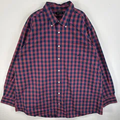 古着 ノーティカ NAUTICA 長袖シャツ ワンポイント ロゴ 刺繍 大きいサイズ ボタンダウンシャツ 3XL  レッド系 チェック メンズ