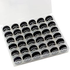 【人気商品】透明ボビン ミシン糸付きボビンボックスセット 収納ボックス ボビンボックスセット ボビンホルター下糸 家庭用 刺しゅう用下糸 対応可 実用的 高さ11.5mm 60番 DIY用 家庭ミシン用下糸 36粒入り 縫製ボビン 黒 縫い糸付きボビン (黒)