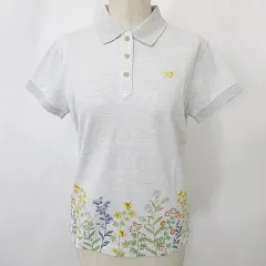 マスターバニー MASTER BUNNY EDITION エディション ポロシャツ ゴルフ スポーツウェア 半袖 ロゴ 花柄 刺繍 グレー 1