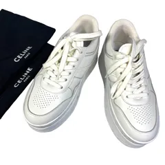 C385 CELINE セリーヌ レースアップ ロースニーカー 厚底 ウェッジアウトソール ホワイト A0685U 保存袋 レディース 36