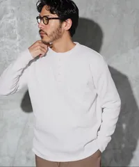 新品 未使用 JIGGYS SHOP(ジギーズショップ)ワッフルサーマルロンT ヘンリーネック 217855 ホワイト