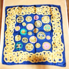 CHANEL グリポア スカーフ カレ90 ブルー 青 宝石 シルク - メルカリ