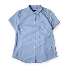 TOMMY HILFIGER トミーヒルフィガー ワンポイント 半袖シャツ L/G/水色 レディース