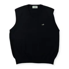 Crocodile クロコダイル ワンポイント刺繍 Vネック ウールニット ベスト サイズ LL /メンズ/ブラック