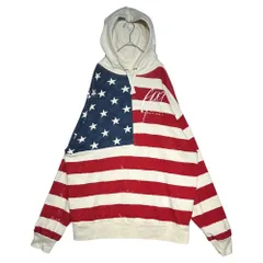 BALMAIN×GAP(バルマン×ギャップ) 18AW American Flag Hoodie 星条旗 ロゴ プリント プルオーバー パーカー 383811-00 M ホワイト×レッド×ネイビー USA国旗