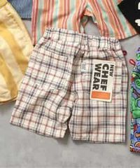 新品　BREEZE（ブリーズ）NEWシェフハーフパンツ 5分丈　110㎝　120㎝　130㎝　チェック　白　ハーフパンツ　総ゴム　綿　子供服