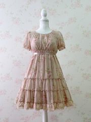 L’EST ROSE Princess Puff Sleeved Chiffon Dress (Pink) Coquette Himekaji Princess Royal