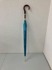 クリスチャンディオール アンブレラ 傘 ブルー系 ゴールド色金具