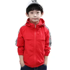 ☆ レッド ☆ 140cm ☆ ウインドブレーカー キッズジャケット ジップアップパーカー ウインドブレーカー キッズ ジャケット パーカー フードジップパーカー 上着 羽織り 羽織 子供服 子ども服 こども 子供 子ども ジュニア 男の子 女の子 防風