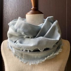 あったらいいな♪を形に…一枚仕立てゆらゆらフリンジWスヌード　シェルブルー