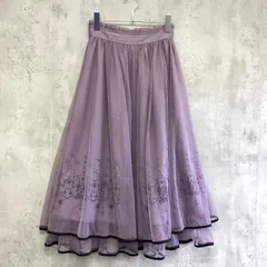 axes femme アクシーズファム　ロングチュールフレアスカート　パープル×柄物　レディース　Fサイズ