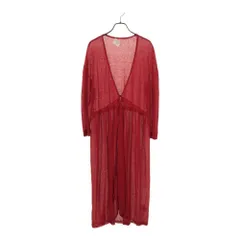 ユニ リネンブレンド 長袖 ロング カーディガン レッド yuni レディース 古着 【240315】